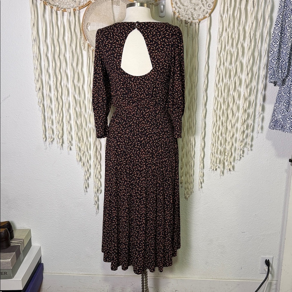 Anthropologie | Maeve Chatham Brown and Black Jersey Knit Midi Dress Size S - Picture 6 of 11